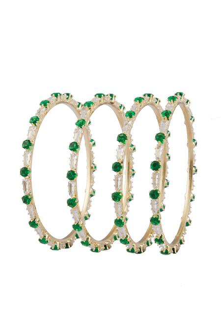 Shop_Saga Jewels_Gold Plated Stones Embellished Bangles - Set Of 4_Online_at_Aza_Fashions