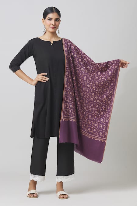 Toosh Kashmir Sozni Hand Embroidered Pashmina Shawl 