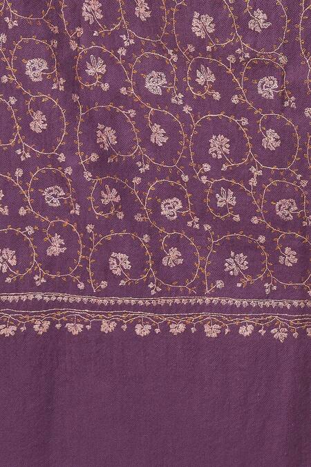 Buy_Toosh Kashmir_Purple Sozni Hand Embroidered Pashmina Shawl _Online_at_Aza_Fashions