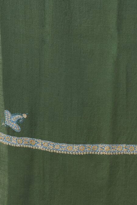 Buy_Toosh Kashmir_Green Sozni Embroidered Border Shawl _Online_at_Aza_Fashions