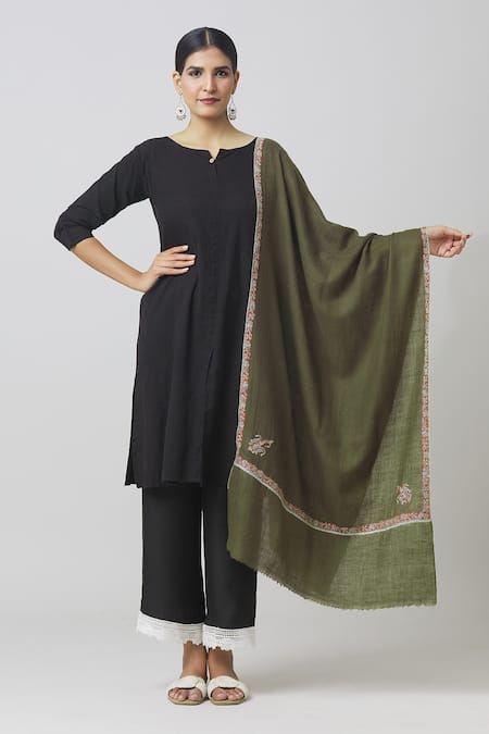Toosh Kashmir Sozni Butti Embroidered Pashmina Shawl 