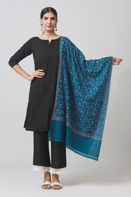 Toosh Kashmir Sozni Hand Embroidered Jaaldar Pashmina Shawl 