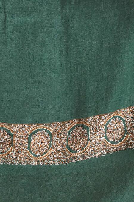 Buy_Toosh Kashmir_Green Sozni Palladar Embroidered Pashmina Shawl _Online_at_Aza_Fashions