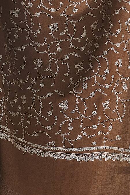 Buy Toosh Kashmir Brown Sozni Jaal Embroidered Shawl Online at Aza Fashions Buy_Toosh Kashmir_Brown Sozni Jaal Embroidered Shawl _Online_at_Aza_Fashions