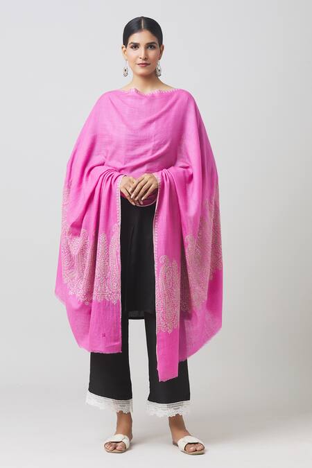 Toosh Kashmir Sozni Embroidered Palldar Pashmina Shawl 