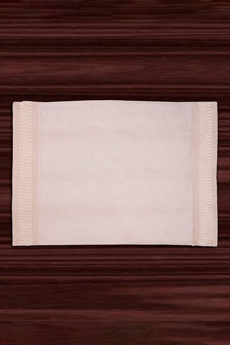 Shop Veda Homes Cream 100% Cotton Lace Border Embroidered Placemats - Set Of 6 at Aza Fashions Shop_Veda Homes_Cream 100% Cotton Lace Border Embroidered Placemats - Set Of 6_at_Aza_Fashions