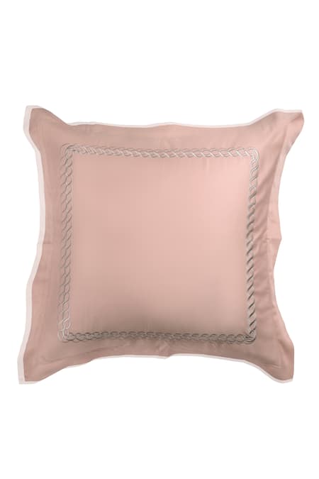VEDA HOMES Peach 100% Cotton Embroidery Petal 2 Pcs Cushion Covers