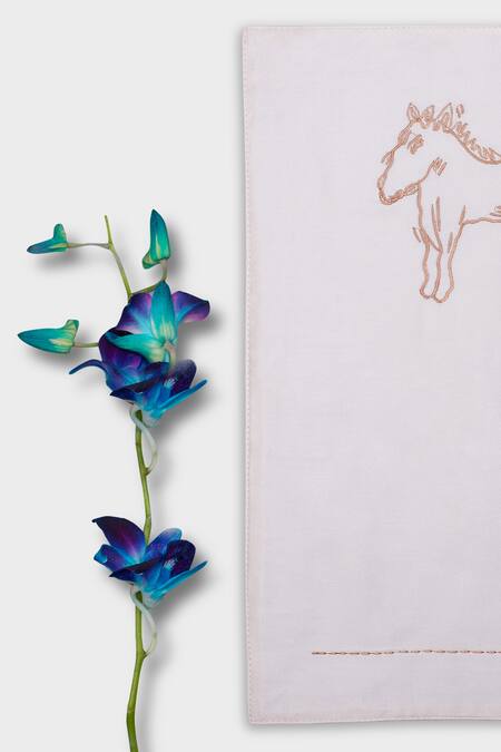 Veda Homes_Cream 100% Cotton Embroidery Amigo 6 Pcs Placemats_Online_at_Aza_Fashions