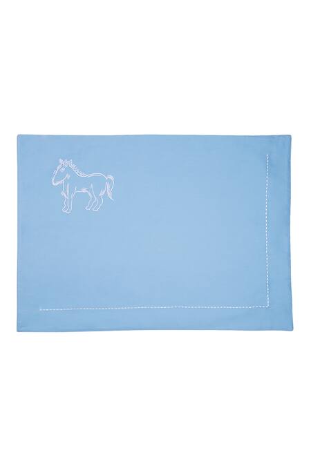 Shop Veda Homes Blue 100% Cotton Embroidery Amigo Placement 6 Pcs Placemats at Aza Fashions Shop_Veda Homes_Blue 100% Cotton Embroidery Amigo Placement 6 Pcs Placemats_at_Aza_Fashions