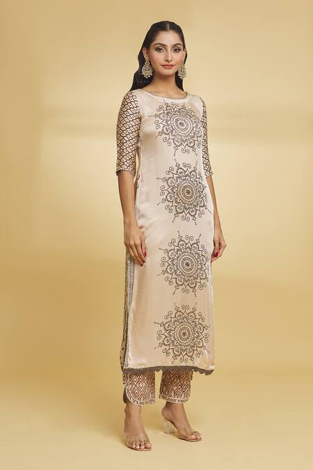 Buy Maayera Jaipur Beige Cotton, Silk Organza Sequins Round Floral Mandala Pattern Kurta Pant Set Online at Aza Fashions Buy_Maayera Jaipur_Beige Cotton, Silk Organza Sequins Round Floral Mandala Pattern Kurta Pant Set _Online_at_Aza_Fashions