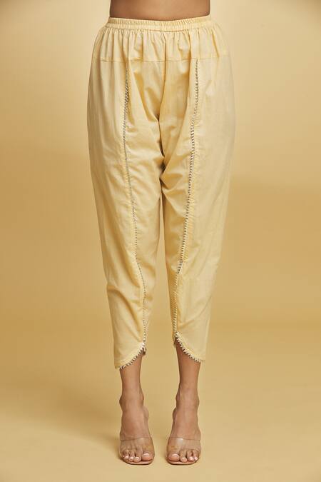 Shop Maayera Jaipur Yellow Silk Organza, Cotton Gota Floral Geometric Pattern Kurta Jacket Set Online at Aza Fashions Shop_Maayera Jaipur_Yellow Silk Organza, Cotton Gota Floral Geometric Pattern Kurta Jacket Set _Online_at_Aza_Fashions