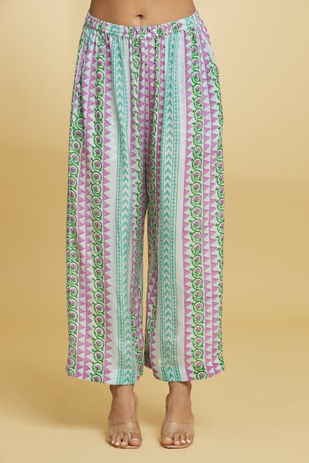 Maayera Jaipur Blue Silk, Crepe Gota Patti, Floral Geometric Pattern Kurta And Pant Set at Aza Fashions Maayera Jaipur_Blue Silk, Crepe Gota Patti, Floral Geometric Pattern Kurta And Pant Set _at_Aza_Fashions