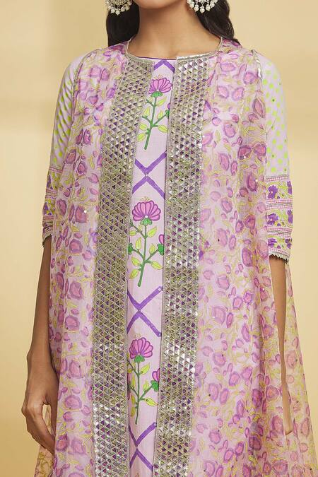 Shop Maayera Jaipur Purple Silk Organza, Cotton Gota Patti, Floral Pattern Cape Tulip Pant Set Online at Aza Fashions Shop_Maayera Jaipur_Purple Silk Organza, Cotton Gota Patti, Floral Pattern Cape Tulip Pant Set _Online_at_Aza_Fashions