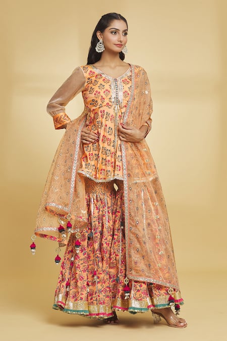 Maayera Jaipur Floral Pattern Anarkali Gharara Set 