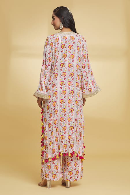 Shop Maayera Jaipur Multi Color Crepe, Silk Sequins, Wildflower Bloom Print Kurta With Palazzo at Aza Fashions Shop_Maayera Jaipur_Multi Color Crepe, Silk Sequins, Wildflower Bloom Print Kurta With Palazzo _at_Aza_Fashions
