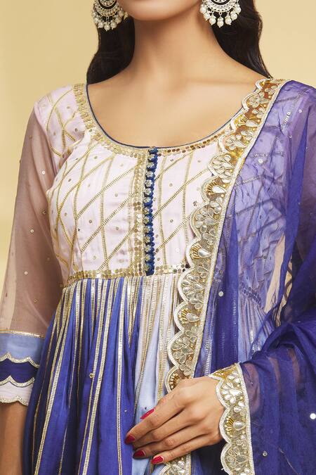 Shop Maayera Jaipur Blue Organza, Satin, Cotton, Jaal And Embroidered Kurti Sharara Set Online at Aza Fashions Shop_Maayera Jaipur_Blue Organza, Satin, Cotton, Jaal And Embroidered Kurti Sharara Set _Online_at_Aza_Fashions