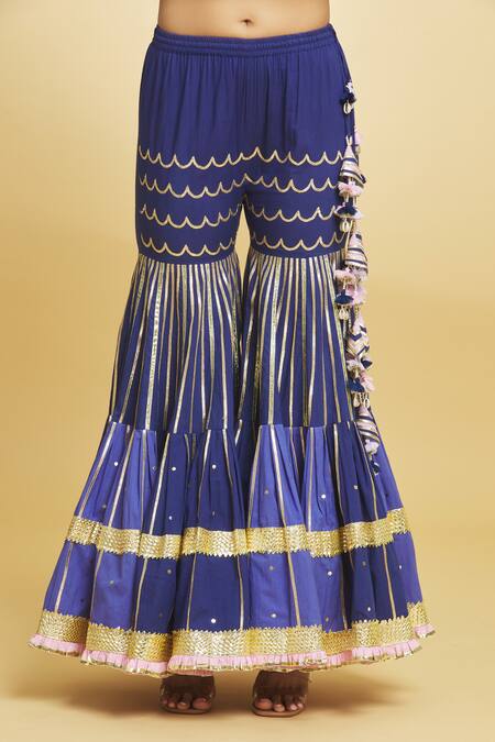 Maayera Jaipur Blue Organza, Satin, Cotton, Jaal And Embroidered Kurti Sharara Set at Aza Fashions Maayera Jaipur_Blue Organza, Satin, Cotton, Jaal And Embroidered Kurti Sharara Set _at_Aza_Fashions