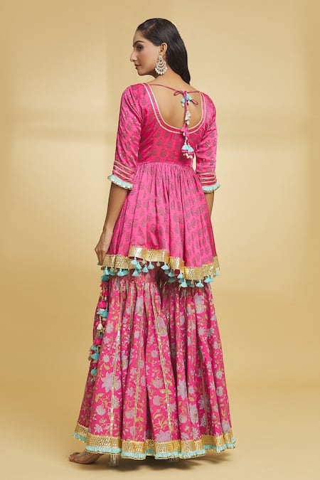 Maayera Jaipur Bahar Print Kurti Gharara Set 