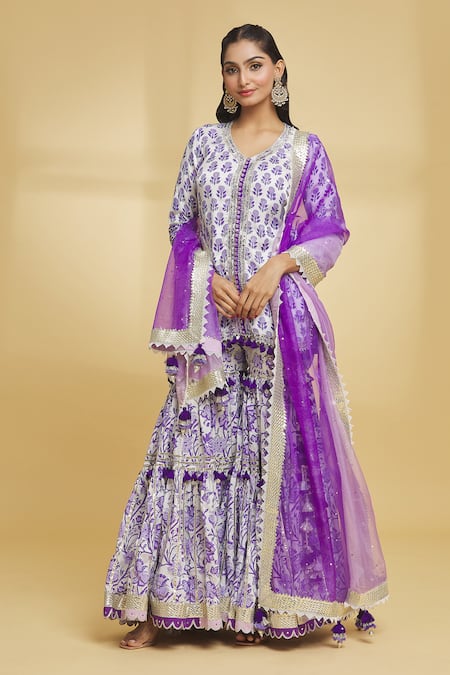 Maayera Jaipur Bud Bloom Print Kurti Gharara Set 