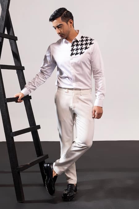 Seven Broken Houndstooth Placement Embroidered Shirt 