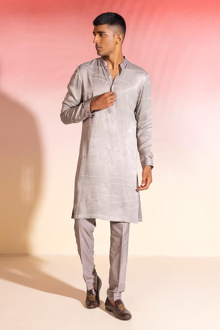 Seven Cotton Flow Stripe Embroidered Kurta 