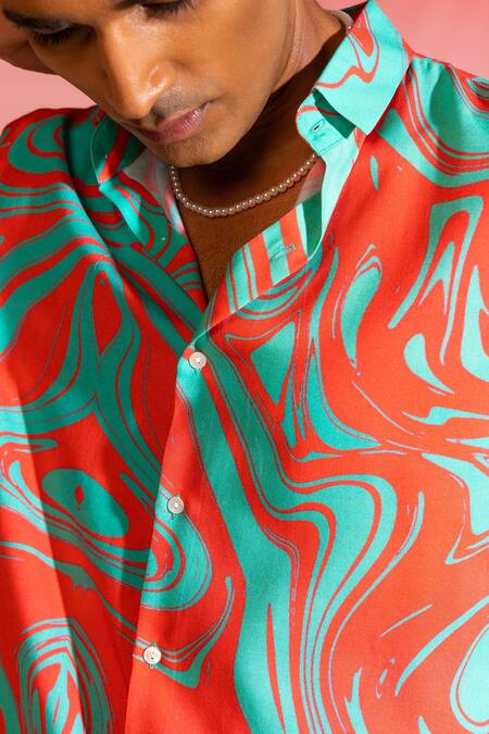 Buy_Seven_Multi Color Cotton Satin Flow Psych Abstract Print Shirt_Online_at_Aza_Fashions