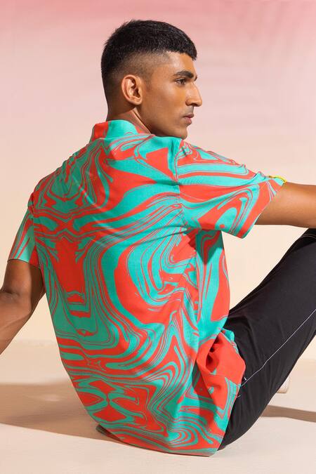 Shop_Seven_Multi Color Cotton Satin Flow Psych Abstract Print Shirt_Online_at_Aza_Fashions