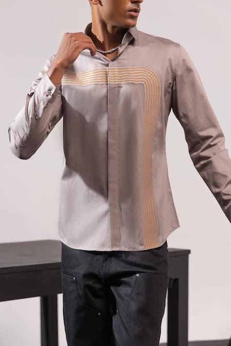 Seven Multi Color Cotton Embroidery Stripe Patchwork Shirt Online at Aza Fashions Seven_Multi Color Cotton Embroidery Stripe Patchwork Shirt_Online_at_Aza_Fashions