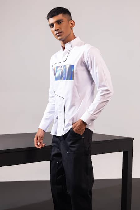 Seven Tech Blanc Glossy Chrome Panel Applique Shirt 