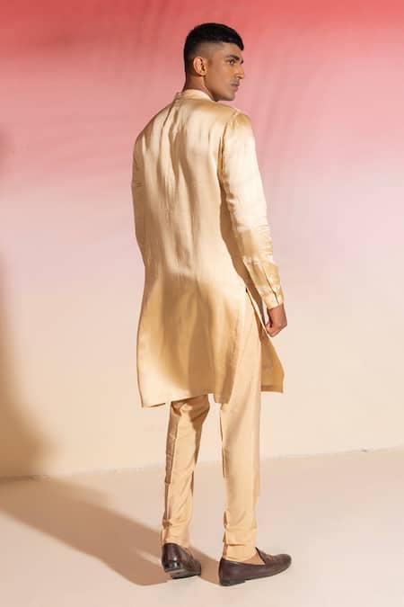 Shop Seven Beige Cotton Embroidery Cafe Au Lait Thread Kurta at Aza Fashions Shop_Seven_Beige Cotton Embroidery Cafe Au Lait Thread Kurta_at_Aza_Fashions