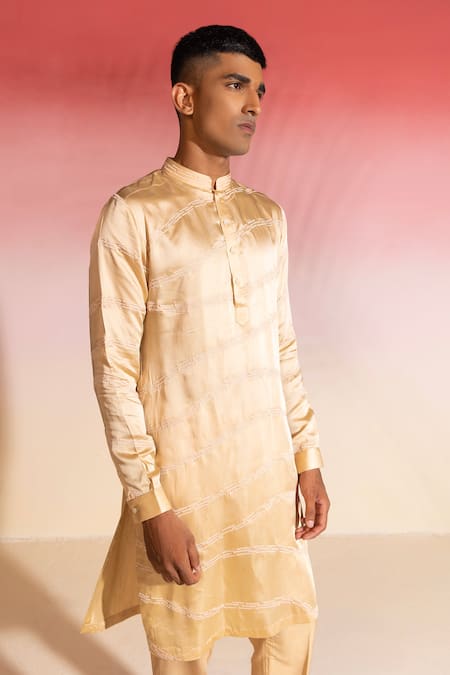 Buy Seven Beige Cotton Embroidery Cafe Au Lait Thread Kurta Online at Aza Fashions Buy_Seven_Beige Cotton Embroidery Cafe Au Lait Thread Kurta_Online_at_Aza_Fashions