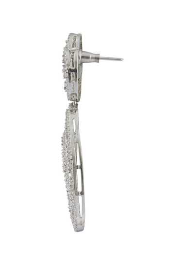 Shop_Saga Jewels_Silver Plated Zari Zirconia Embellished Earrings_Online_at_Aza_Fashions