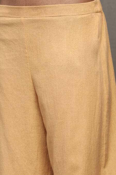 Ritu Kumar_Orange Cotton, Silk Bandeau Neck Maghreb Printed Kurta With Palazzo _at_Aza_Fashions