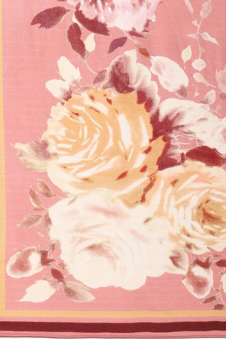 Shop Ritu Kumar Pink Viscose, Crepe Collared Pernia Palazzo Set With Botanic Print Dupatta Shop_Ritu Kumar_Pink Viscose, Crepe Collared Pernia Palazzo Set With Botanic Print Dupatta