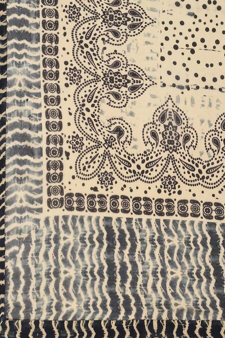 Ritu Kumar_Beige Viscose, Lycra Embroidery Collared, Round Abstract Print Kurta Palazzo Set_at_Aza_Fashions