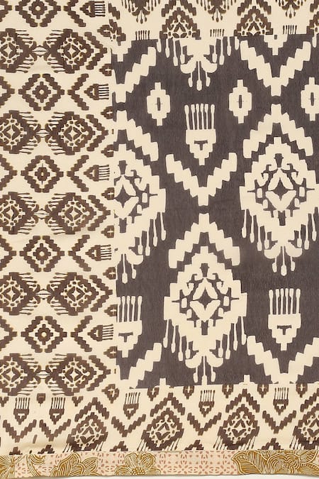 Ritu Kumar_Black Viscose, Silk, Lycra Embroidery, Tassels Abstract Floral Anarkali Set _at_Aza_Fashions