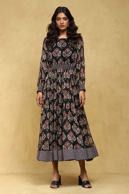 Ritu Kumar Zohra Botanic Print Long Dress 