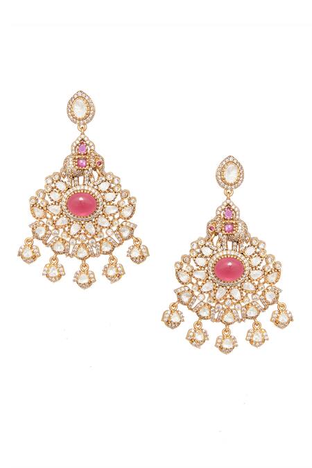 Buy Moh-Maya By Disha Khatri Gold Plated Ruffles, Crystals Ruby Stone Studded Pendant Necklace Set Online at Aza Fashions Buy_Moh-Maya By Disha Khatri_Gold Plated Ruffles, Crystals Ruby Stone Studded Pendant Necklace Set _Online_at_Aza_Fashions