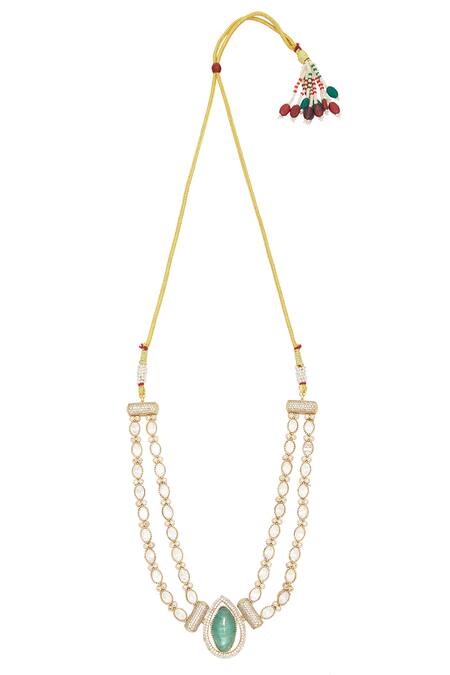 Moh-Maya By Disha Khatri_Gold Plated Stones Doublet Embellished Necklace Set _Online_at_Aza_Fashions