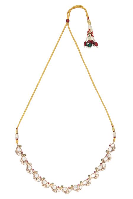 Buy_Moh-Maya By Disha Khatri_Gold Plated Stones Embellished Bird Necklace Set _Online_at_Aza_Fashions