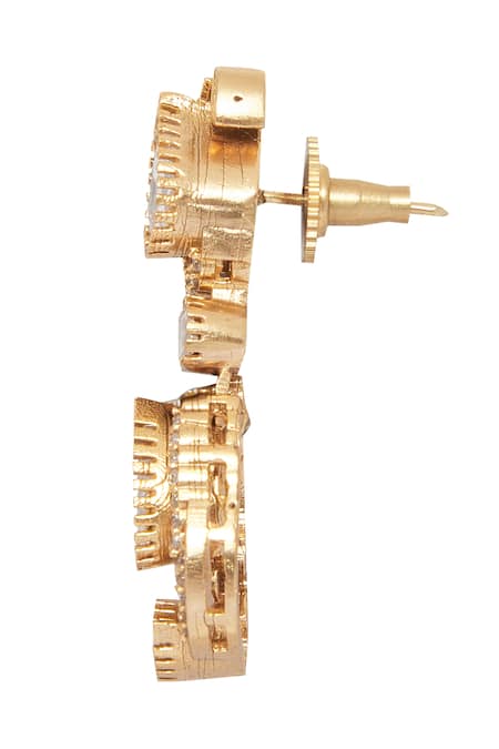 Shop_Moh-Maya By Disha Khatri_Gold Plated Stones Embellished Bird Necklace Set _Online_at_Aza_Fashions