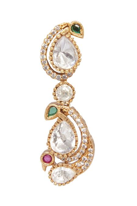 Buy_Moh-Maya By Disha Khatri_Gold Plated Stones Embellished Bird Necklace Set 