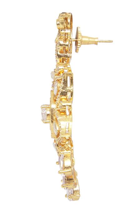 Buy_Moh-Maya By Disha Khatri_Gold Plated Pearls, Diamonds, Moissanite Embellished Pendant Necklace Set _Online_at_Aza_Fashions