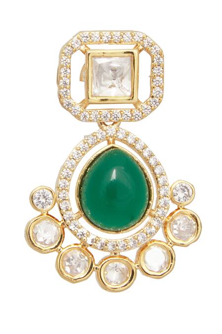 Moh-Maya By Disha Khatri_Gold Plated Pearls Kundan Embellished Pendant Necklace Set _at_Aza_Fashions