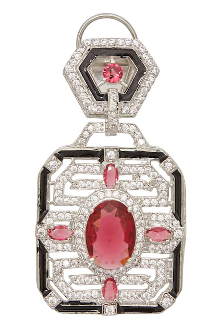 Moh-Maya By Disha Khatri Silver Plated Stones Embellished Pendant Necklace Set Online at Aza Fashions Moh-Maya By Disha Khatri_Silver Plated Stones Embellished Pendant Necklace Set _Online_at_Aza_Fashions