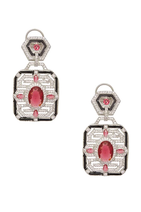 Buy Moh-Maya By Disha Khatri Silver Plated Stones Embellished Pendant Necklace Set Online at Aza Fashions Buy_Moh-Maya By Disha Khatri_Silver Plated Stones Embellished Pendant Necklace Set _Online_at_Aza_Fashions