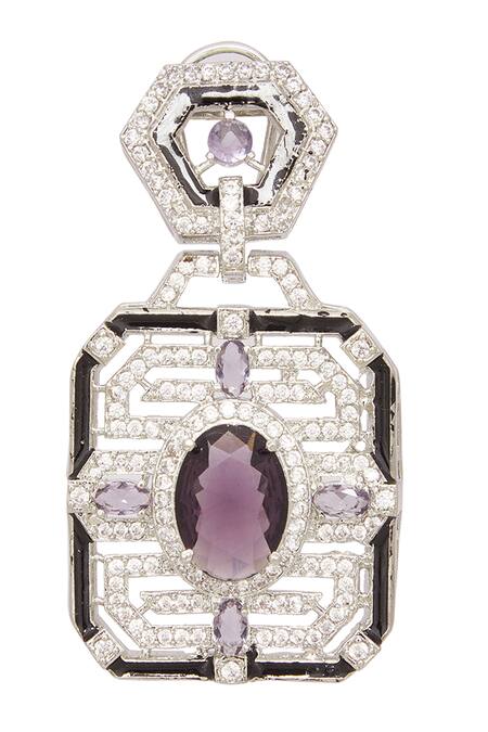 Moh-Maya By Disha Khatri_Silver Plated Stones Studded Pendant Necklace Set _Online_at_Aza_Fashions