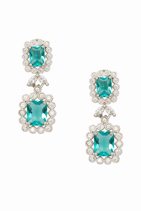 Buy_Moh-Maya By Disha Khatri_Silver Plated Stones Studded Pendant Necklace Set _Online_at_Aza_Fashions