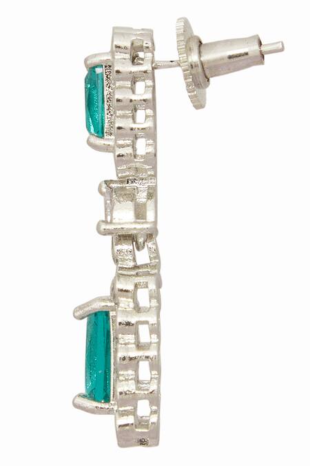 Moh-Maya By Disha Khatri_Silver Plated Stones Studded Pendant Necklace Set _at_Aza_Fashions