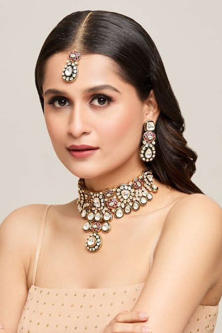 Buy Moh-Maya By Disha Khatri Gold Plated Stones Embellished Choker Set Online at Aza Fashions Buy_Moh-Maya By Disha Khatri_Gold Plated Stones Embellished Choker Set _Online_at_Aza_Fashions
